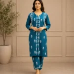 Chikankari Embroidered Suit without Dupatta (Blue & Pink)