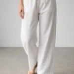 Lucknowi Chikankari White Cotton Pant | Hand-Embroidered Ethnic Wide-Leg Pants